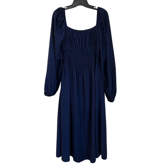 Hill House Home Jasmine Nap Dress Lyocell Smocked Soft Blue Midi Cottagecore M - Picture 3 of 10